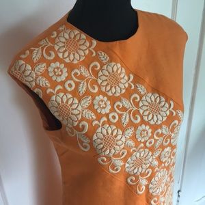 Vintage orange and white embroidered dress
